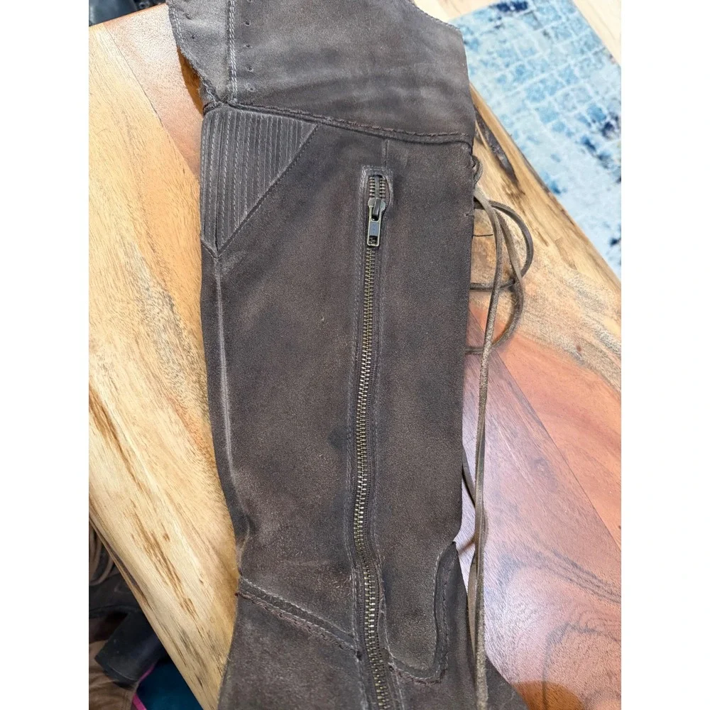 Freebird by Steven Brock Brown Suede Over the Knee Boots Women 7 Block Heel Zip